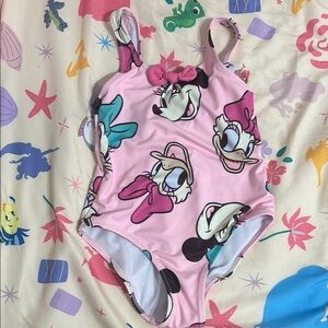 Zara Pink Cartoon Print Kids Swim One Piece